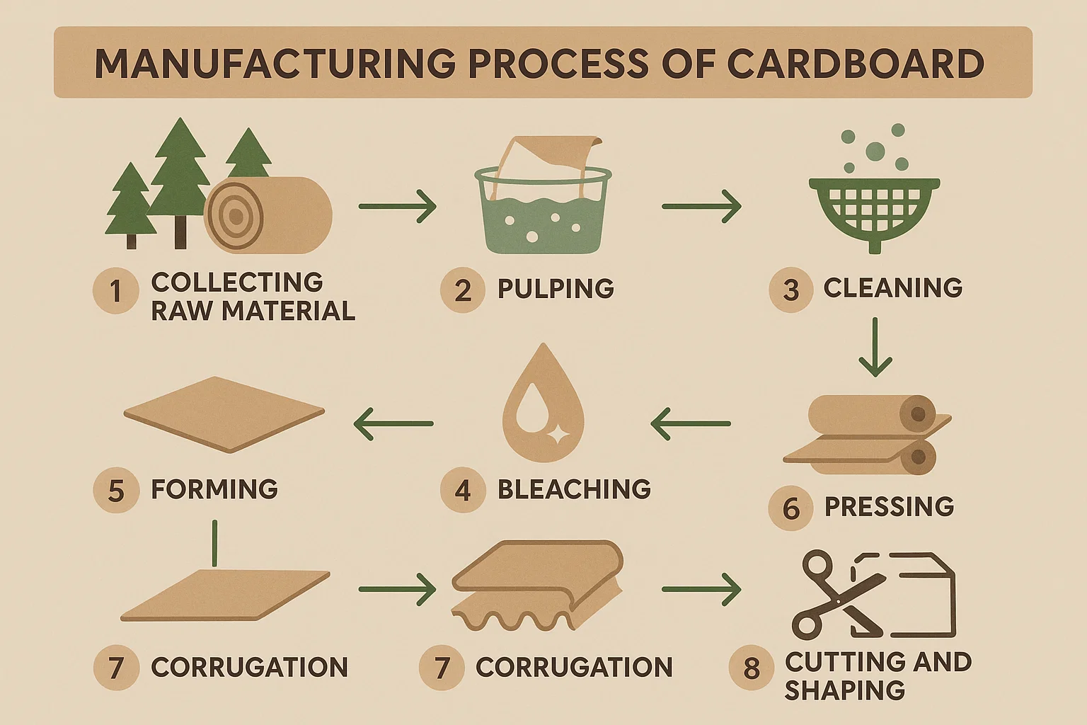 manufacturing process of cardboard