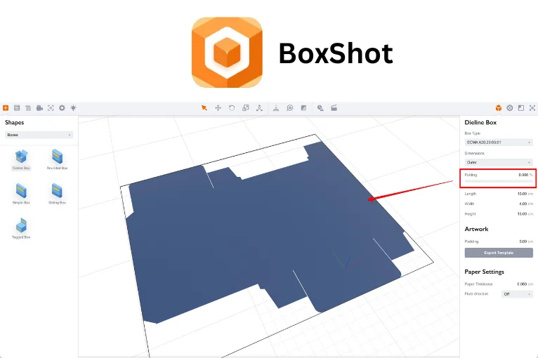 Packaging Dieline in BoxShot